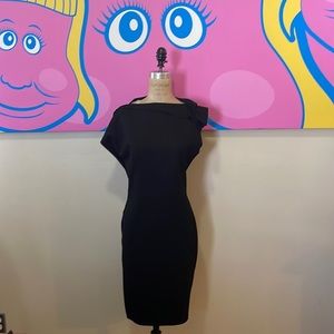 Carla C. Black Stretch Wool Sheath Dress from Italy